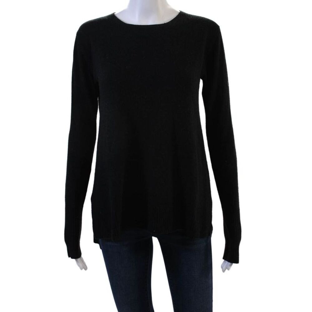 Crippen Women Black Merino Cashmere Crew Neck Pullover Sweater Size S